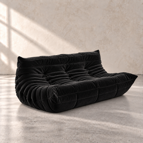FORMA Armless Sofa, European-style tufted three-seater sofa in soft performance microsuede