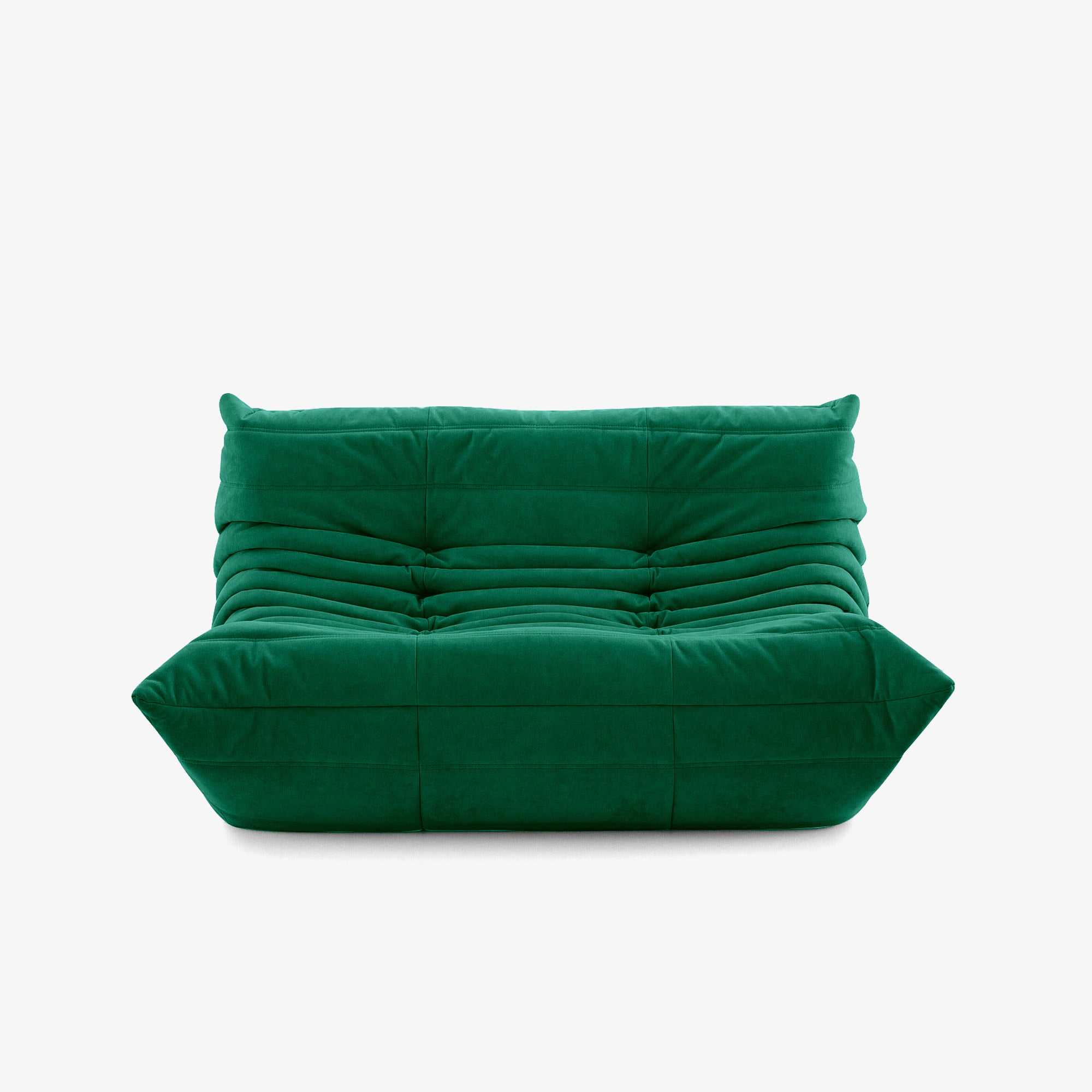 Contemporary armless loveseat with wide tufted channels in VeloraSuede microsuede.