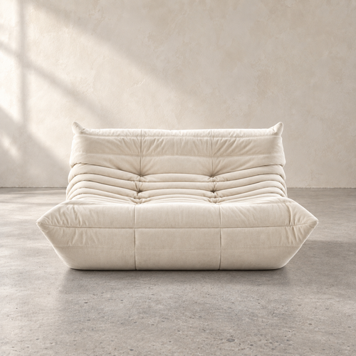 FORMA Armless Loveseat, contemporary loveseat with wide tufted channels in premium velvet microsuede