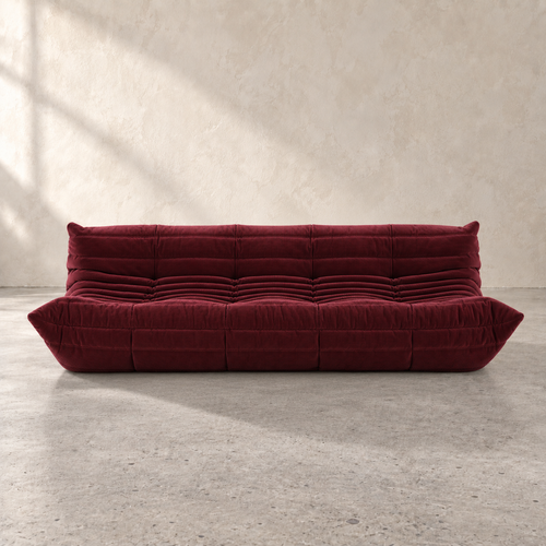 FORMA Grand Sofa in burgundy corduroy, side view