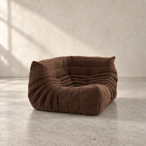 FORMA Corner Module, sculptural modular corner sofa piece with channel tufting