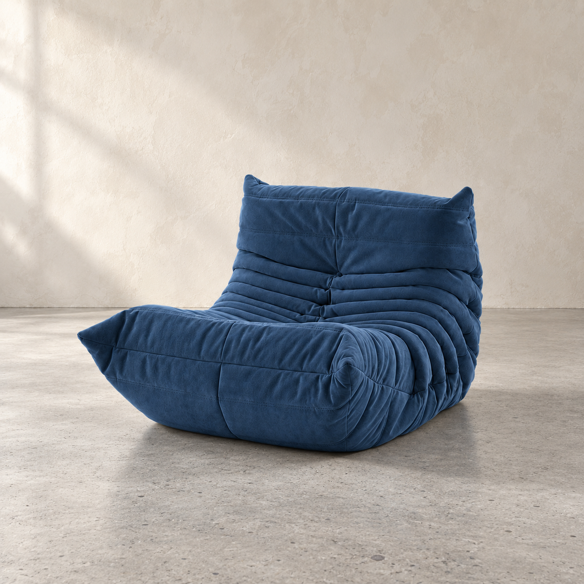 FORMA Lounge Chair by Monaco Chateau, sculptural armless lounge chair with deep channel tufting in velvet