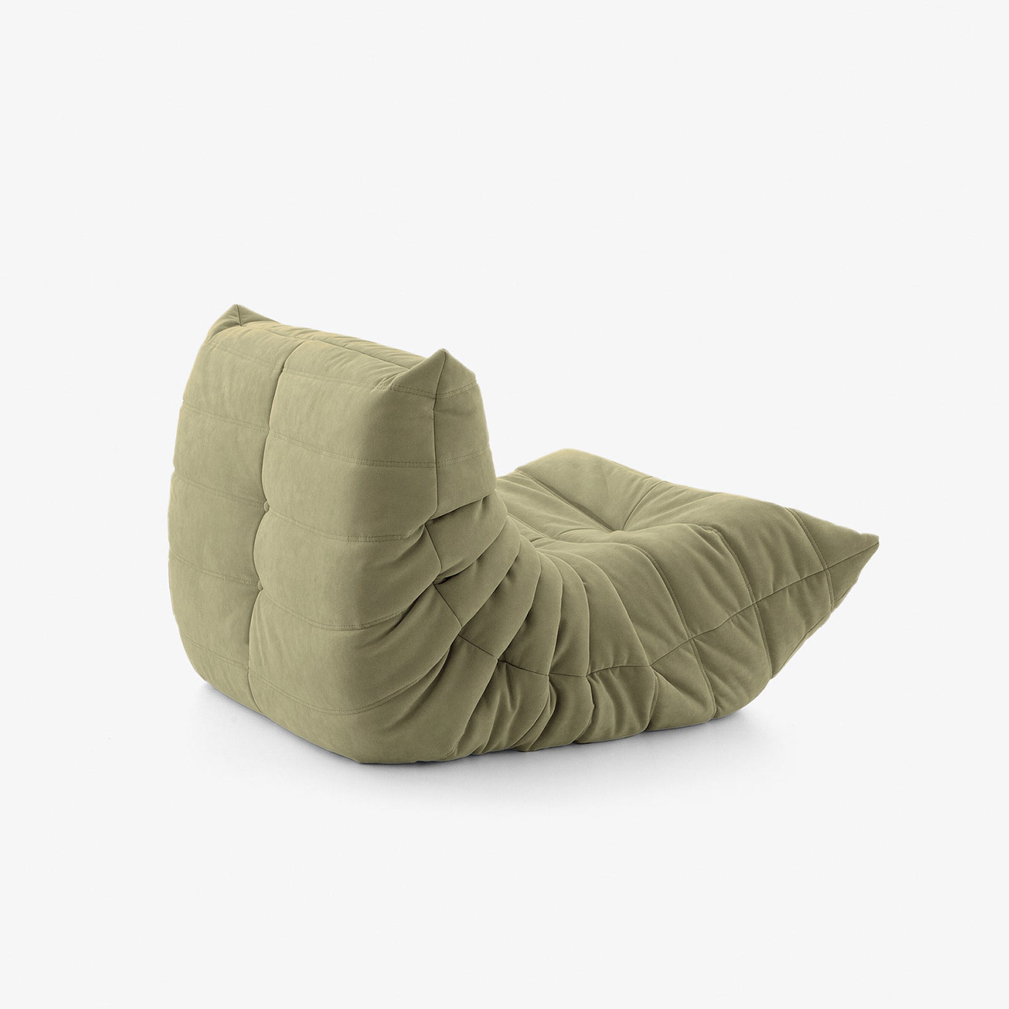 FORMA Armless Chair in VeloraSuede — modern tufted modular lounge chair with sculpted channels.
