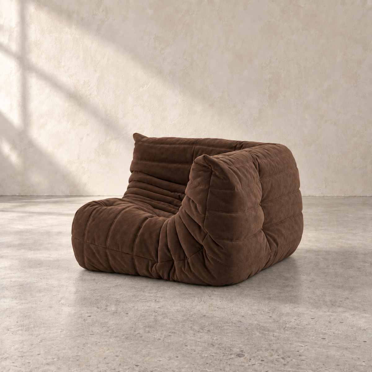 Brown suede tufted FORMA sofa corner module