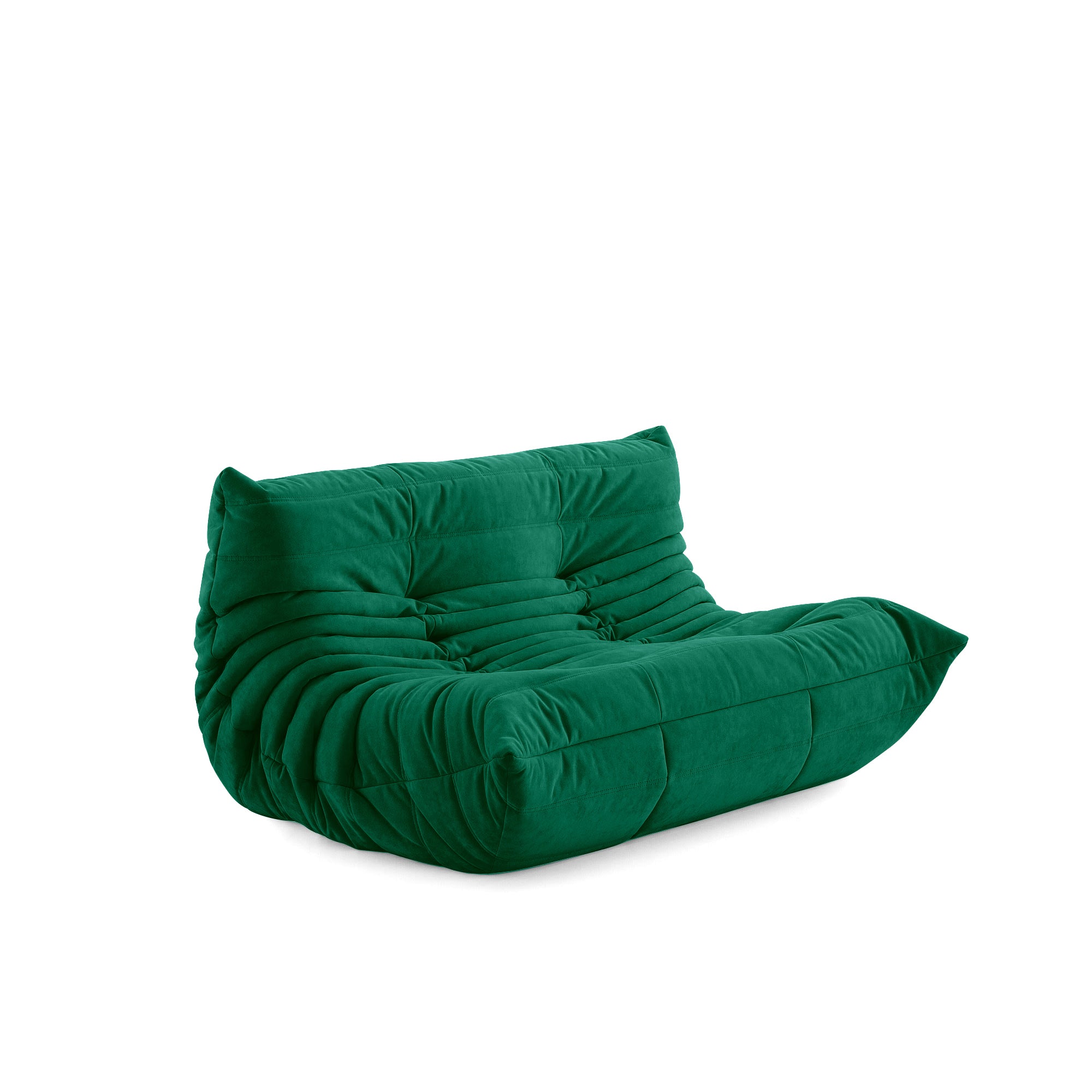 FORMA Armless Loveseat in VeloraSuede, sculpted tufted loveseat with modern low-profile silhouette.