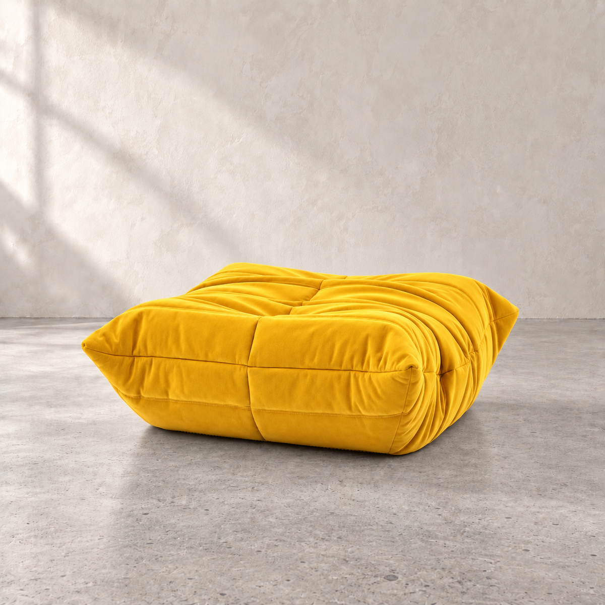 FORMA tufted designer ottoman in velvet